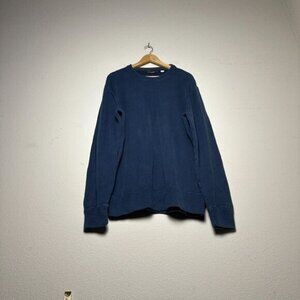 Eddie Bauer Blue Waffle Knit Thermal Sweater Men XLT Golf Pullover Outdoor Tall